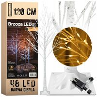 Brzoza led 120cm 48led ciepły drzewko świąteczne dekoracja boże narodzenie