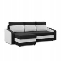 NAROŻNIK ORION CZARNY BIAŁY Rogówka KANAPA Rozkładana Funkcja Spania