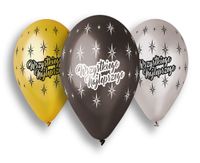 BALONY URODZINOWE 13" 33CM 5SZT GODAN ZŁOTO/SREBRO