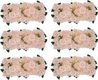 Sztuczne róże bukiet różowy zestaw 6 sztuk dekoracja ślubna 52x28x12 cm