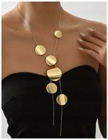 Naszyjnik Kolor Złoty Koła Kółka Koło Geometryczny Frędzle Długi Elegancki