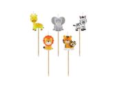 Świeczki pikery na tort zwierzątka zoo safari, 5 szt.