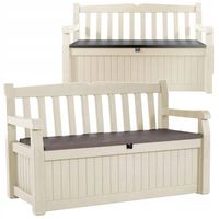 SKRZYNIA ławka OGRODOWA schowek Keter SIEDZISKO Bench 265L KREMOWA 2w1