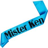 Mister Ken - turkusowa szarfa z czarnym  nadrukiem