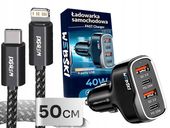 MALY SZYBKI ZASILACZ ŁADOWARKA 40W USB/USB-C I MOCNY KABEL 50cm DO iPHONE