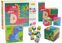 Edukacyjne Puzzle 6w1 Klocki Układanka Kostki 6 Obrazków Dinozaury 9 El.