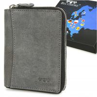 Portfel skórzany męski szary RFiD pionowy duży zasuwany nubuk Beltimore