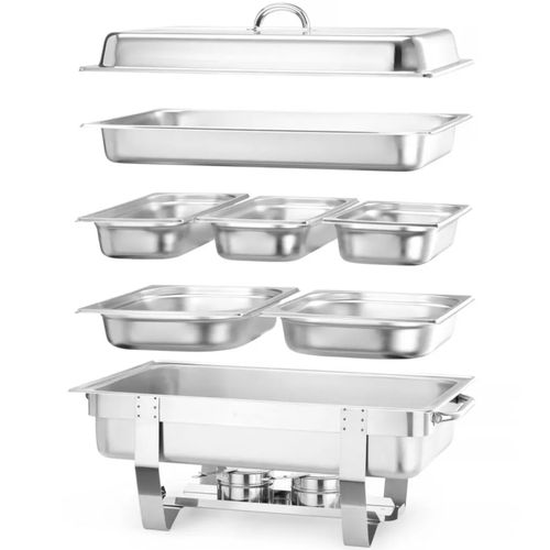 Podgrzewacz do potraw na pastę świeczki stalowy GN 1/1 - DUŻY ZESTAW na Arena.pl