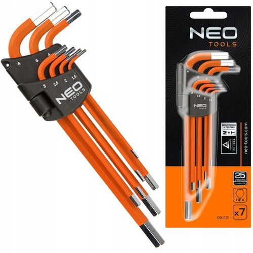 NEO KLUCZE SZEŚCIOKĄTNE IMBUSOWE 1.5-6 MM ZESTAW IMBUSY ZESTAW 7 SZT DŁUGIE na Arena.pl