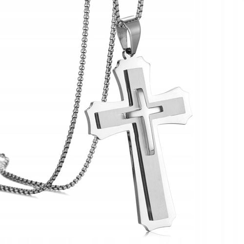 Srebrny ŁAŃCUSZEK z Krzyżykiem Męski WŁOSKI Krzyż ŁAŃCUCH Diamentowany na Arena.pl