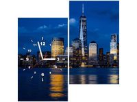 60X60CM ZEGAR NOWY JORK RZEKĄ HUDSON OBRAZ DREWNO ŚCIAN KWADRAT
