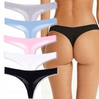 5x GŁADKIE STRINGI BEZSZWOWE BAWEŁNIANE MAJTKI M/L