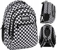 PLECAK SZKOLNY MŁODZIEŻOWY SZACHOWNICA KRATKA BIAŁO - CZARNA O94 BACKUP 26L