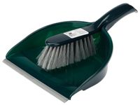 Zmiotka szczotka do zamiatania z szufelka z gumką zielony butelkowa zieleń