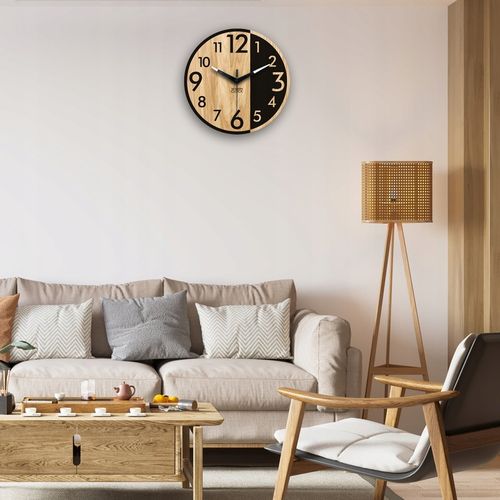 Zegar ścienny drewniany Dębowy ALFRED - 33 cm cichy, zegar do salonu na Arena.pl