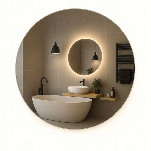 LUSTRO LED COB okrągłe 80 cm PODŚWIETLANE łazienkowe, uniwersalne IP67 na Arena.pl