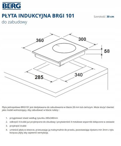 Płyta indukcyjna BERG BRGI101 na Arena.pl