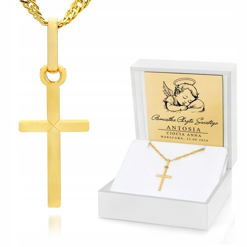 Złoty Łańcuszek Krzyżyk 585 Prezent Chrzest Pamiątka Chrztu Chłopca GRAWER na Arena.pl