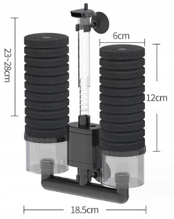 Filtr Gąbkowy Do Akwarium JF-160B z pompą 350l/h z Pojemnikami na Wkłady na Arena.pl