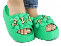 Zielone klapki na platformie gumowe lekkie 38-39