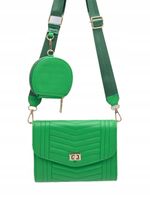 Victoria J. - torebka listonoszka portfelik przeszycia zielony VJ-957