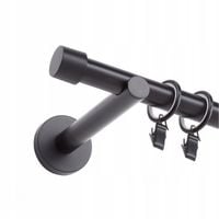 NOWOCZESNY KARNISZ POJEDYNCZY SIMPLE CICHE KÓŁKA 19mm / 190cm CZARNY