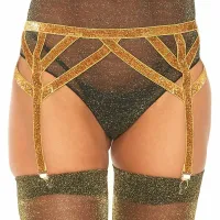 leg avenue lurex złoty elastyczny pas do pończoch one size