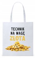 Torba Biała Eco Shopper Dla Technika Prezent Z Nadrukiem Ze Zdjęciem