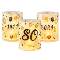 Lampiony Dekoracyjne na 80 Urodziny Zestaw 12 Sztuk Białe 27x10 cm