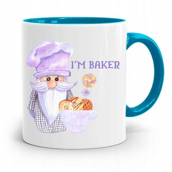 Kubek Błękitny Prezent Dla Piekarza I'm Baker Z Nadrukiem Ze Zdjęciem zdjęcie 1
