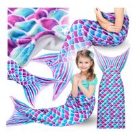 Koc śpiwór ogon syreny miękki otulacz syreni kocyk fiolet ciepły do spania