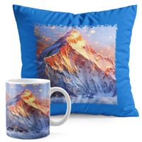 ZESTAW KUBEK + PODUSZKA NIEBIESKA - MT EVEREST PIĘKNE WIDOKI KRAJOBRAZ