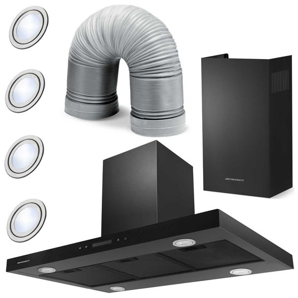 Okap kuchenny 90 cm Czarny Berdsen BE-90E zdjęcie 1