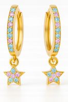 Srebrne kolczyki wiszące dla dziewczynki gwiazdki kółka srebro pozłacane