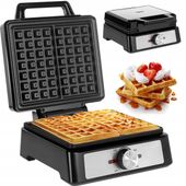 Gofrownica na 2 gofry Teesa regulacja mocy 1600W czarna INOX