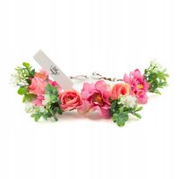 WIANEK na głowę kwiaty różowe BOHO ślub panieński uniwersalny