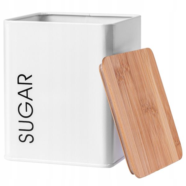 POJEMNIK Z POKRYWKĄ PUDEŁKO BIAŁE NA CUKIER zdjęcie 3