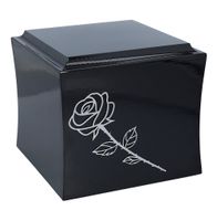 Drewniana urna z różą Czarna