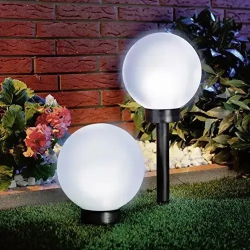 Lampa solarna ogrodowa kula biała wbijana 10cm na Arena.pl