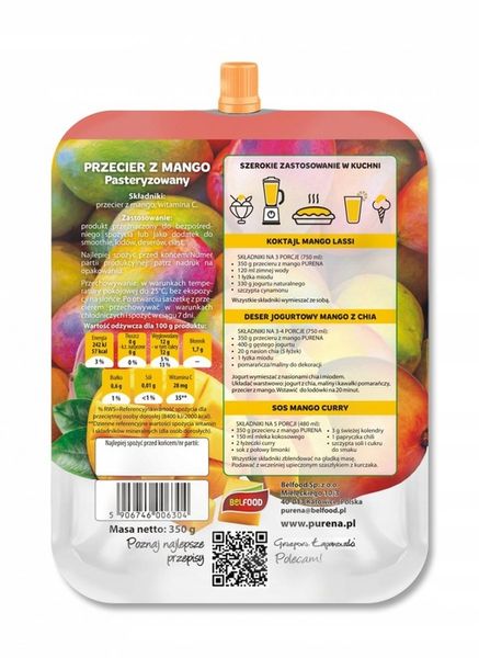 PURENA Przecier z Mango 100% 350g zdjęcie 9