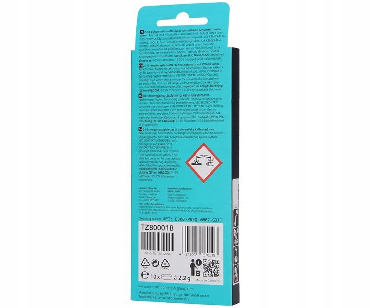 TABLETKI DO CZYSZCZENIA EKSPRESU TZ80001B SIEMENS zdjęcie 12