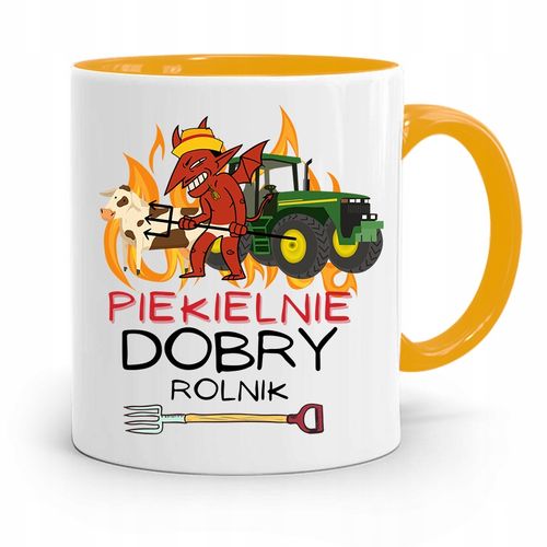 Dla Rolnika Kubek Zółty Piekielnie Dobry Rolnik Z Nadrukiem Ze Zdjęciem na Arena.pl