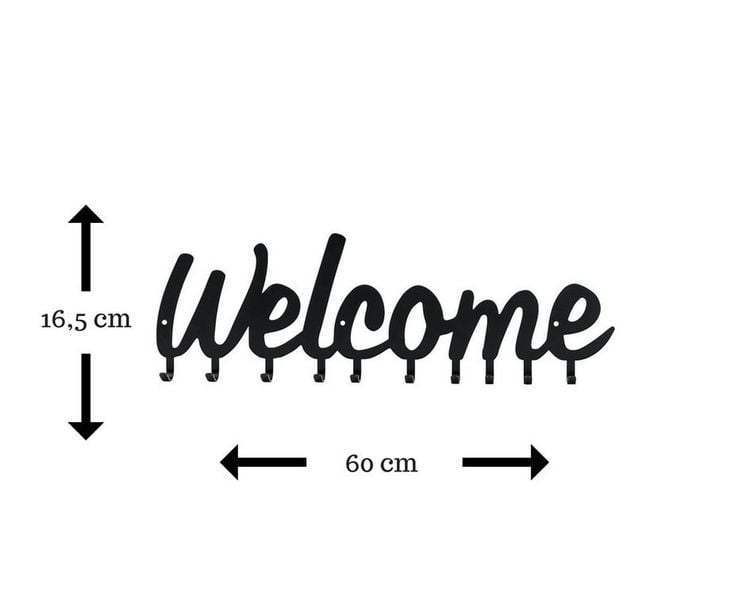 Wieszak ścienny Welcome czarny zdjęcie 3