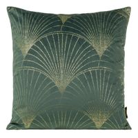 Welwetowa poszewka z nadrukiem WACHLARZ 45x45 ciemnomiętowa