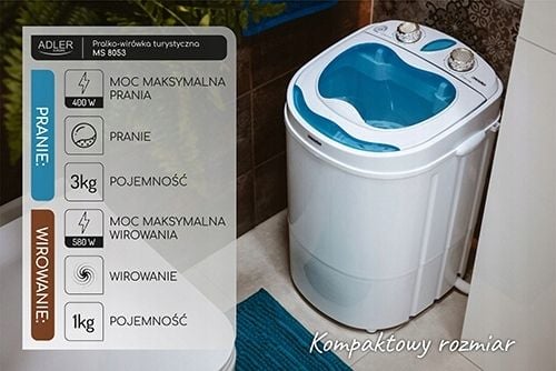 Pralko-wirówka turystyczna MS 8053 - kompaktowa, 3kg, wirowanie na Arena.pl
