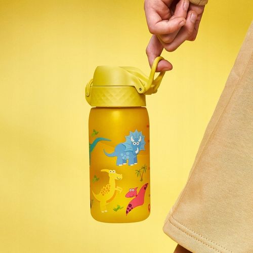Bidon na wodę chłopięcy sportowy żółty twardy ustnik Dinozaury ION8 0,35 l na Arena.pl