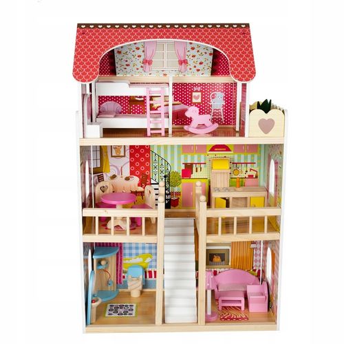 Domek dla Lalek Duży XXL Drewniany Mebelki Oświetlenie LED Akcesoria Meble na Arena.pl