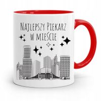 Kubek Czerwony Dla Piekarza Najlepszy W Mieście Z Nadrukiem Ze Zdjęciem