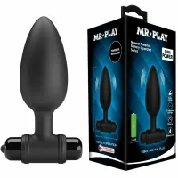 mr play super power korek analny z wibracją usb czarny silikonowy