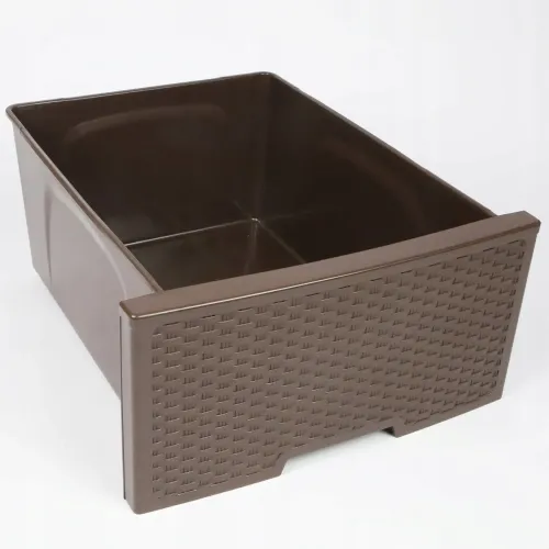 REGAŁ ŁAZIENKOWY BRĄZOWA KOMODA STOJAK SŁUPEK SZAFKA Z 4 KOSZAMI RATTAN na Arena.pl